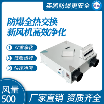 英鹏防爆全热交换新风机--高效净化500风量